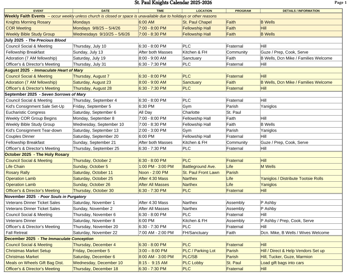 2025 Jul-Dec Events